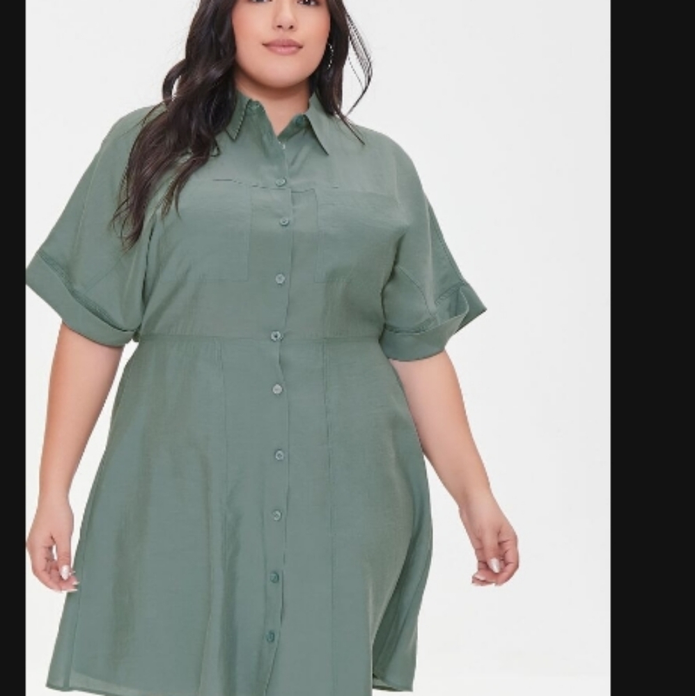 Olive button down dress